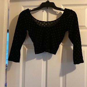 Burned Diamond Black 3/4 Sleeve Blackmilk Clothint Crop Top